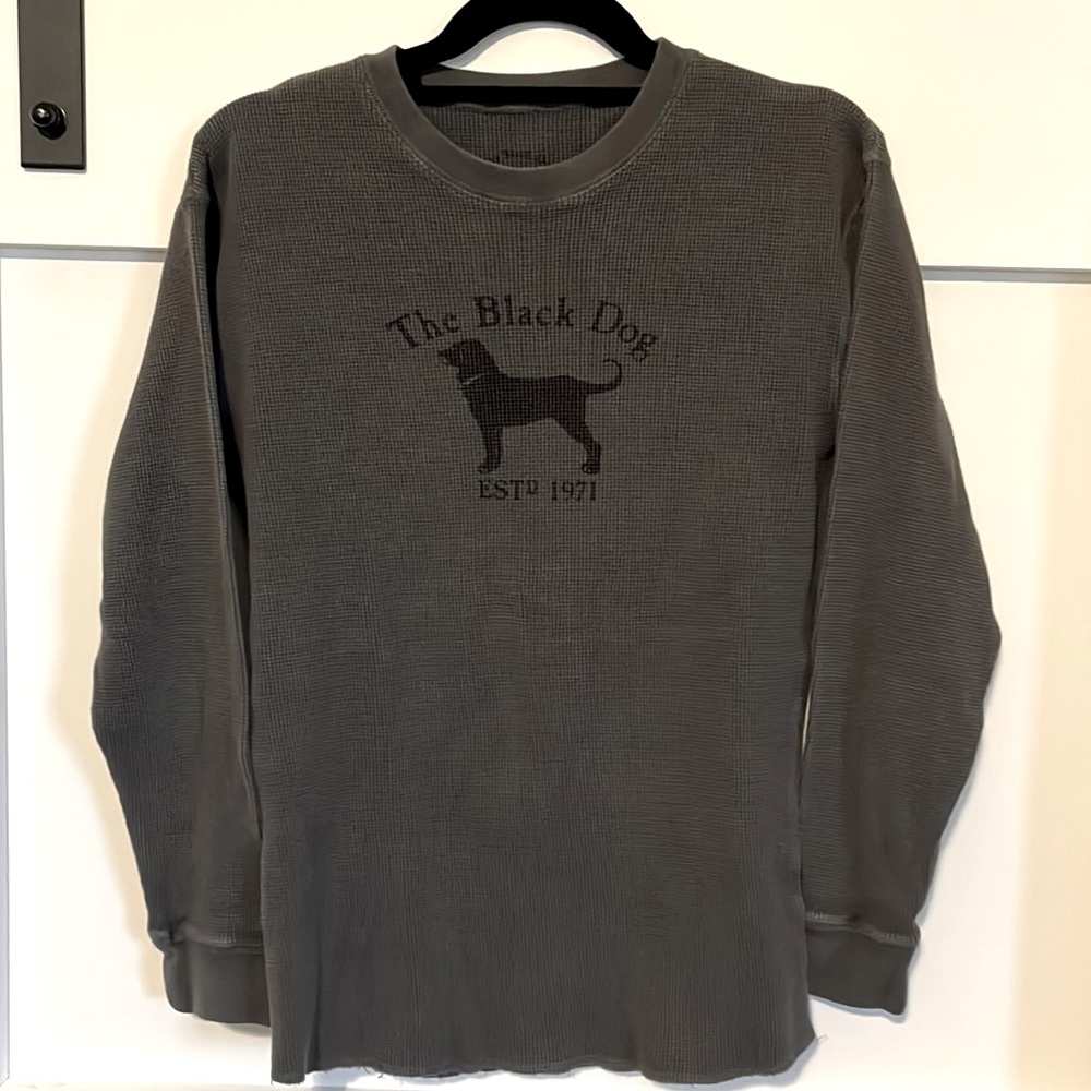 The Black Dog Long Sleeve Thermal Gray Shirt. Size Small